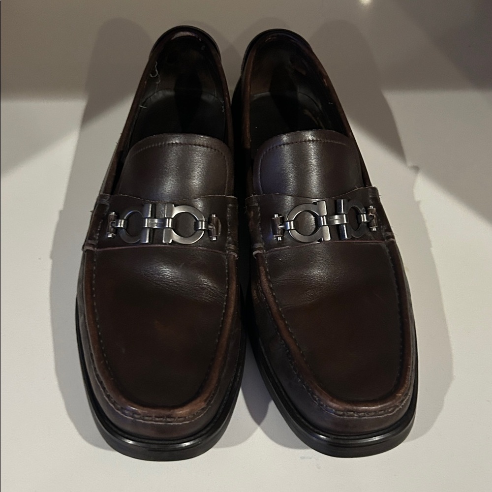 Salvatore Ferragamo Dark Brown Leather Loafers